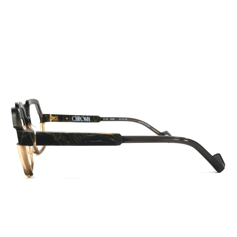 Etnia Barcelona Eyeglasses Frames CHROMA N38 BRBE Brown Beige Hexagon 53-18-140